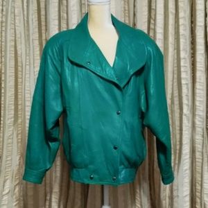 Vintage Jacqueline Ferrar Green Leather Jacket